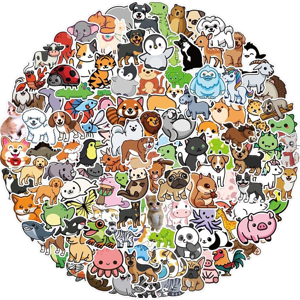 Cute Animal Stickers Colorful Animal Waterproof Stickers Vinyl Cute Aesthetic